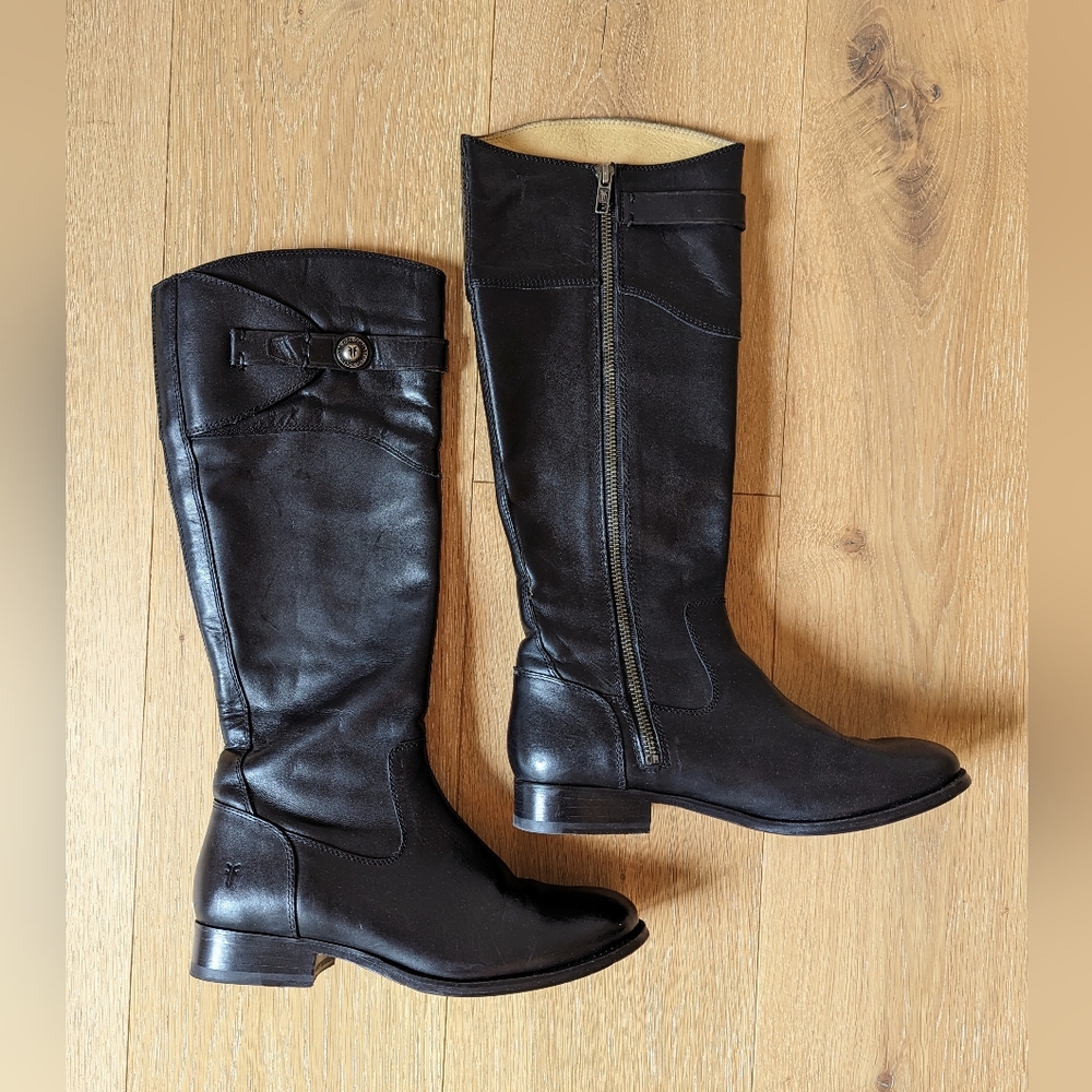 Genuine Leather Frye Boots, Size US 6.5, Black